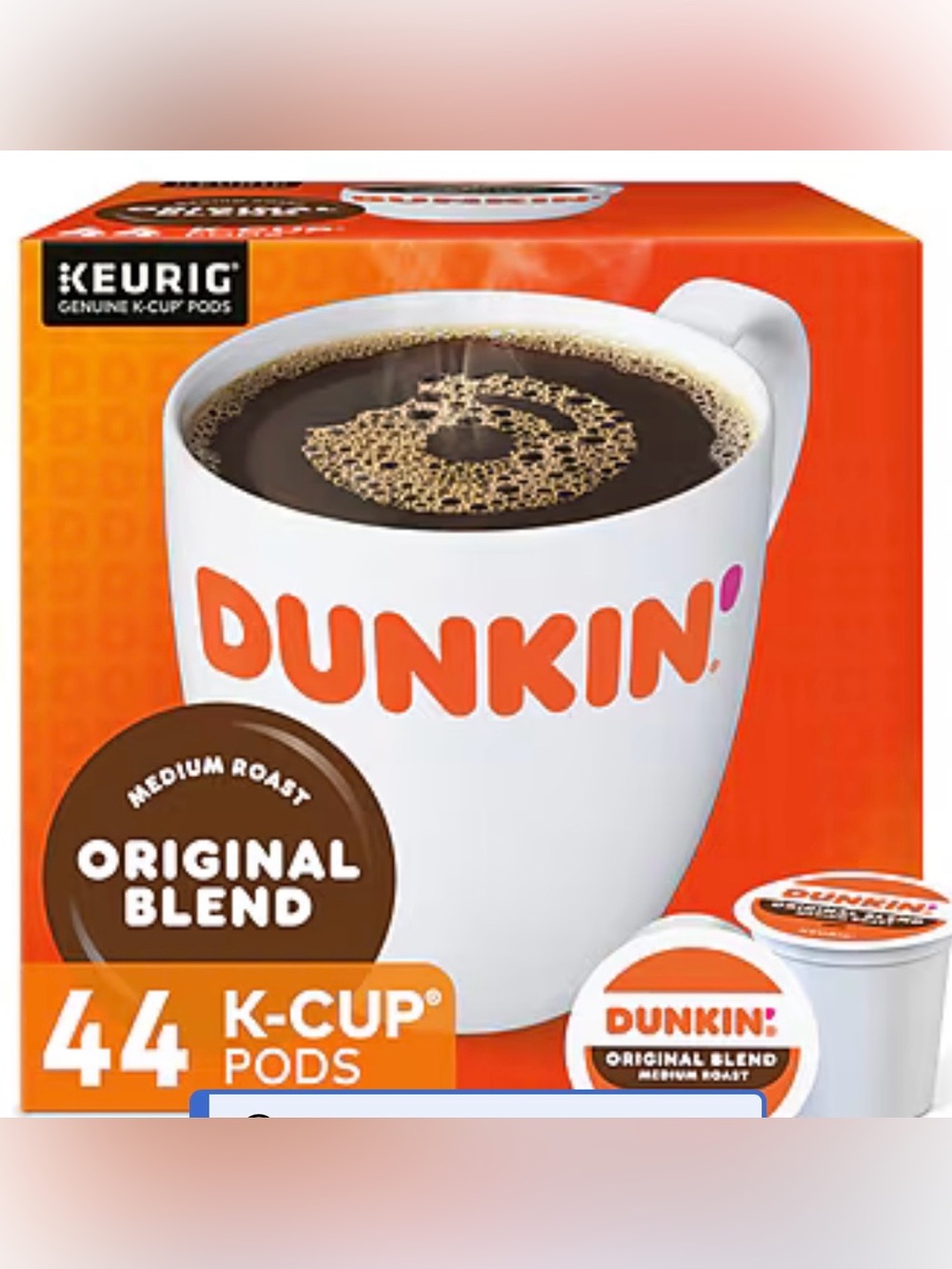 Box of 44 Dunkin K cups for Kuerig - box is shelf worn